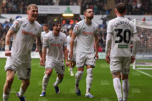 210226 - Swansea City v Bristol City - Sky Bet Championship - Zan Vipotnik of Swansea City celebrates scoring 