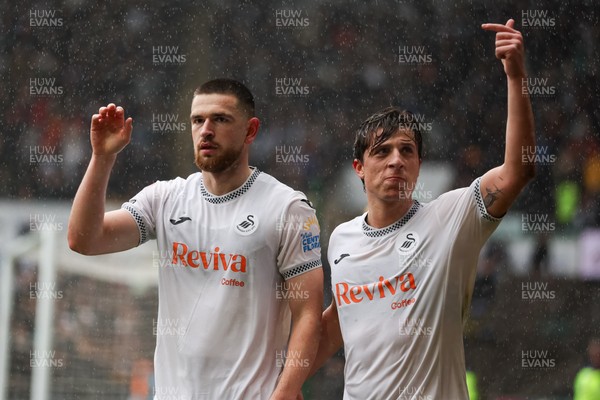 210226 - Swansea City v Bristol City - Sky Bet Championship - Zan Vipotnik of Swansea City celebrates scoring 