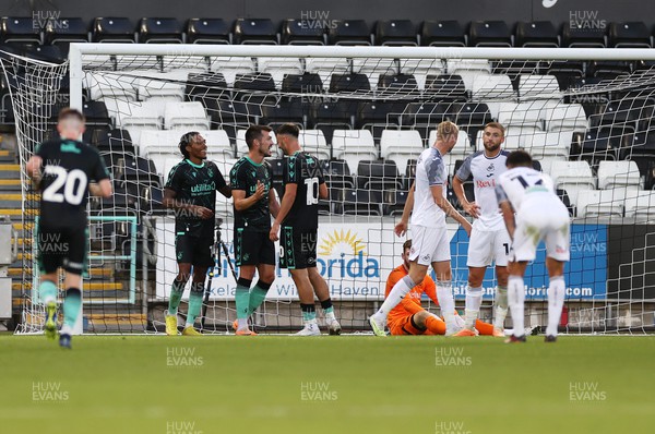 250723 - Swansea City v Bristol Rovers - Pre Season Friendly - Jevani Brown of Bristol Rovers celebrates scoring a goal with team mates
