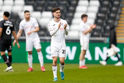 150325 - Swansea City v Burnley - Sky Bet Championship - Liam Cullen of Swansea City applauds fans after the game