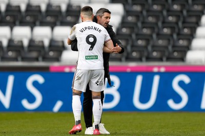 150325 - Swansea City v Burnley - Sky Bet Championship - Swansea City Interim Manager Alan Sheehan and Zan Vipotnik of Swansea City after game