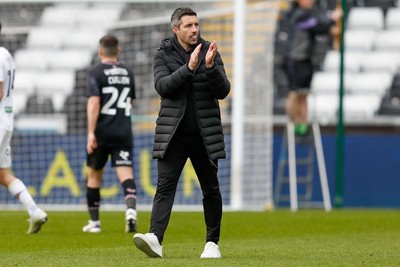 150325 - Swansea City v Burnley - Sky Bet Championship - Swansea City Interim Manager Alan Sheehan applauds fans after the game