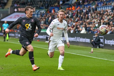 150325 - Swansea City v Burnley - Sky Bet Championship - Ollie Cooper of Swansea City and Connor Roberts of Burnley