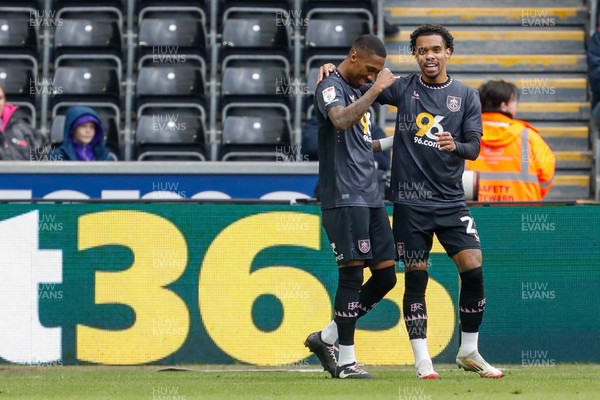 150325 - Swansea City v Burnley - Sky Bet Championship - Jaidon Anthony of Burnley celebrates after scoring