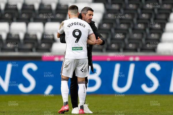 150325 - Swansea City v Burnley - Sky Bet Championship - Swansea City Interim Manager Alan Sheehan and Zan Vipotnik of Swansea City after game