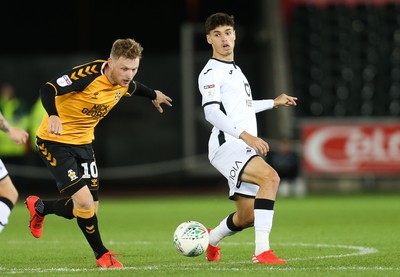 280819 - Swansea City v Cambridge United, Carabao Cup, Round 2 - Jack Evans of Swansea City looks to win the ball