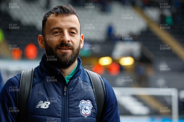 160324 - Swansea City v Cardiff City - Sky Bet Championship - Manolis Siopis of Cardiff City arrives before todays game