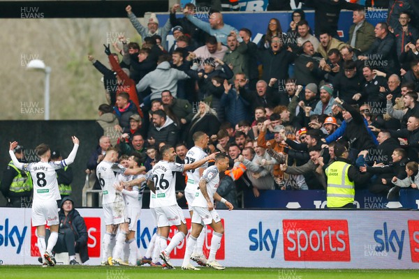 160324 - Swansea City v Cardiff City - Sky Bet Championship - Liam Cullen of Swansea City celebrates after scoring his teams first goal