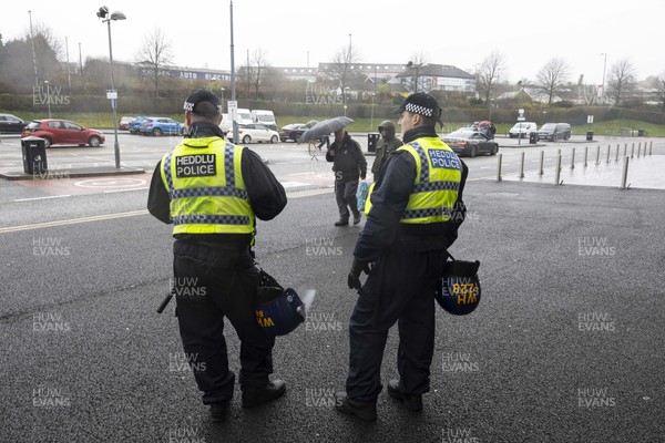 160324 - Swansea City v Cardiff City - Sky Bet Championship - Police outside the Swanseacom Stadium ahead of the match