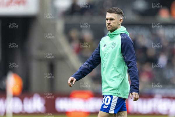 160324 - Swansea City v Cardiff City - Sky Bet Championship - Aaron Ramsey of Cardiff City during the warm up