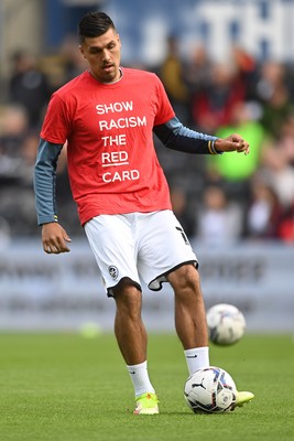 171021 - Swansea City v Cardiff City - Sky Bet Championship - Joel Piroe of Swansea City during the pre-match warm-up 