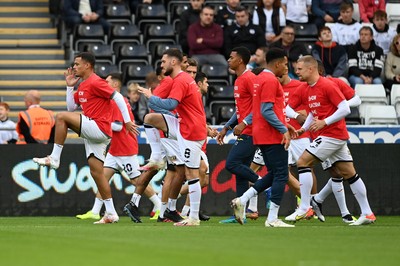 171021 - Swansea City v Cardiff City - Sky Bet Championship - Joel Latibeaudiere of Swansea City during the pre-match warm-up 