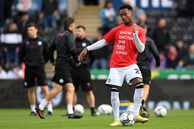 171021 - Swansea City v Cardiff City - Sky Bet Championship - Ethan Laird of Swansea City during the pre-match warm-up 