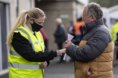 171021 - Swansea City v Cardiff City - Sky Bet Championship - Swansea City fans have their covid passes checked prior to kick off