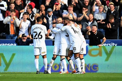 171021 - Swansea City v Cardiff City - Sky Bet Championship - Jake Bidwell of Swansea City celebrates scoring his side's third goal 