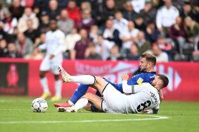 171021 - Swansea City v Cardiff City - Sky Bet Championship - Joe Ralls of Cardiff City is tackled by Matt Grimes of Swansea City 