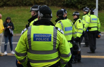 171021 - Swansea City v Cardiff City, EFL Sky Bet Championship - A large police presence at the ground as the Cardiff City team and fans are due to arrive