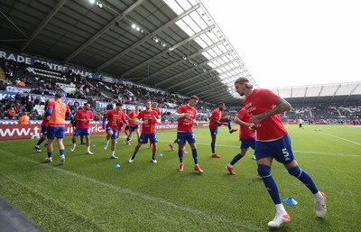 171021 - Swansea City v Cardiff City, EFL Sky Bet Championship - Cardiff City players warm up ahead of the match