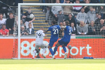 171021 - Swansea City v Cardiff City, EFL Sky Bet Championship - Jake Bidwell of Swansea City heads to score the third goal