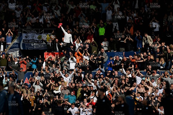 171021 - Swansea City v Cardiff City - Sky Bet Championship - Fans of Swansea City celebrate at full time 