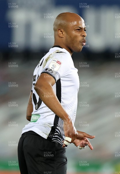 200321 - Swansea City v Cardiff City - SkyBet Championship - A frustrated Andre Ayew of Swansea City after a free kick