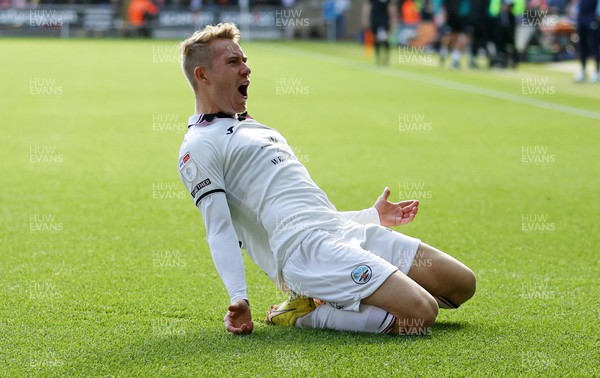 231022 - Swansea City v Cardiff City, South Wales Derby - SkyBet Championship - Ollie Cooper of Swansea City celebrates scoring a goal in the first half