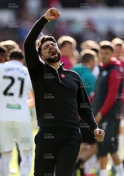 231022 - Swansea City v Cardiff City, South Wales Derby - SkyBet Championship - Swansea City Manager Russell Martin celebrates at full time