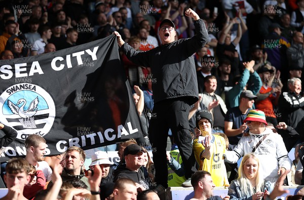 231022 - Swansea City v Cardiff City, South Wales Derby - SkyBet Championship - Swansea fans celebrate