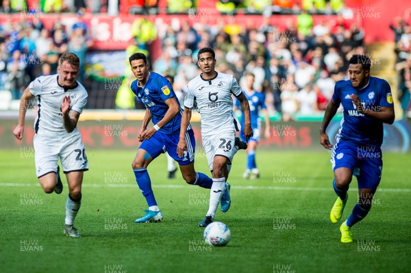 271019 - Swansea City v Cardiff City - SkyBet Championship - Kyle Naughton of Swansea City chases the ball 