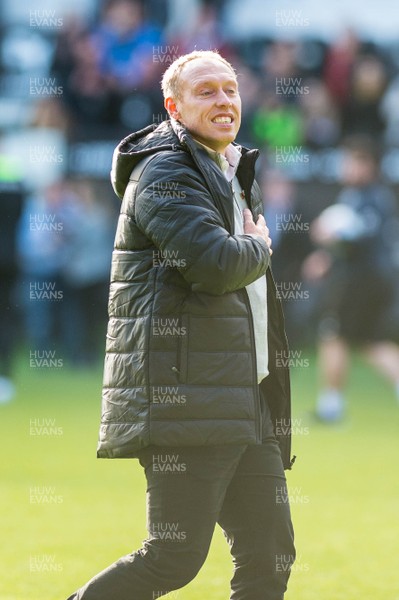 271019 - Swansea City v Cardiff City - SkyBet Championship - Swansea City Manager Steve Cooper  celebrates at final whistle 
