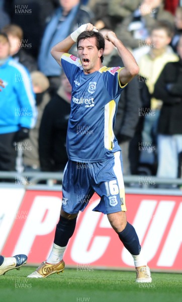 30.11.08 - Swansea City v Cardiff City - The Championship - Cardiff's Joe Ledley celebrates his goal. 