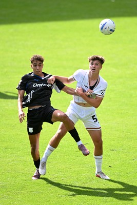 010826 - Swansea City v CD Leganes - Preseason Friendly - Carter Heywood of Swansea City challenges for the ball