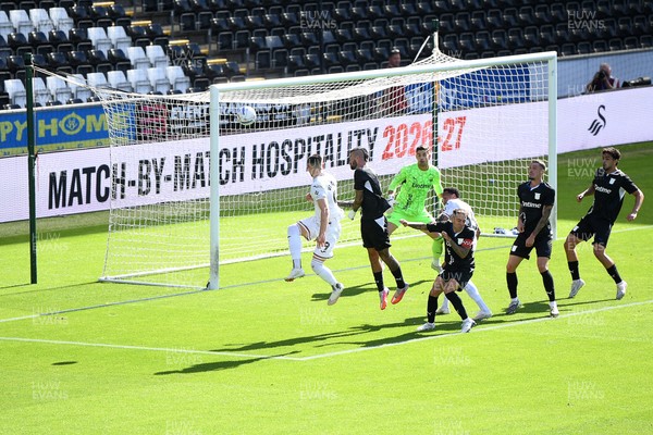 010826 - Swansea City v CD Leganes - Preseason Friendly - Zan Vipotnik of Swansea City heads on goal