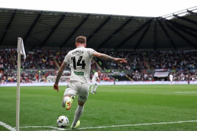 020526 - Swansea City v Charlton Athletic - Sky Bet Championship - Josh Tymon of Swansea City takes a corner 