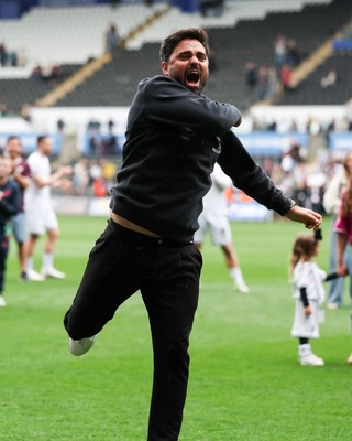 020526 - Swansea City v Charlton Athletic - Sky Bet Championship - Vitor Matos Manager of Swansea City celebrates at full time
