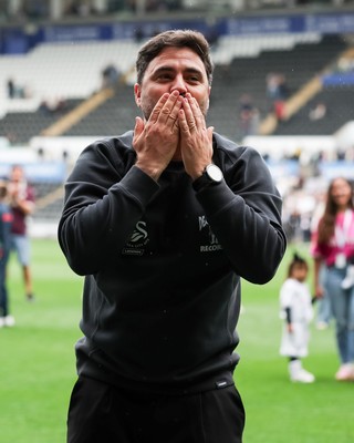 020526 - Swansea City v Charlton Athletic - Sky Bet Championship - Vitor Matos Manager of Swansea City celebrates at full time