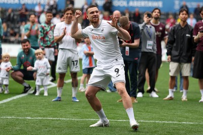 020526 - Swansea City v Charlton Athletic - Sky Bet Championship - Zan Vipotnik of Swansea City celebrates at full time