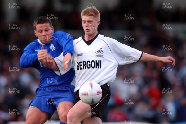 060503 - Swansea City v Chelsea - Roger Freestone Testimonial - Swansea's Alan Tate beats Charlie MacDonald