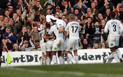 290105 - Swansea City v Chester City - League Two - Swansea's Lee Treundle is mobbed as he opens the scoring