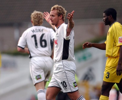 290105 - Swansea City v Chester City - League Two - Swansea's Lee Trundle is shocked as his strike somehow finds the back of the net for his sides third