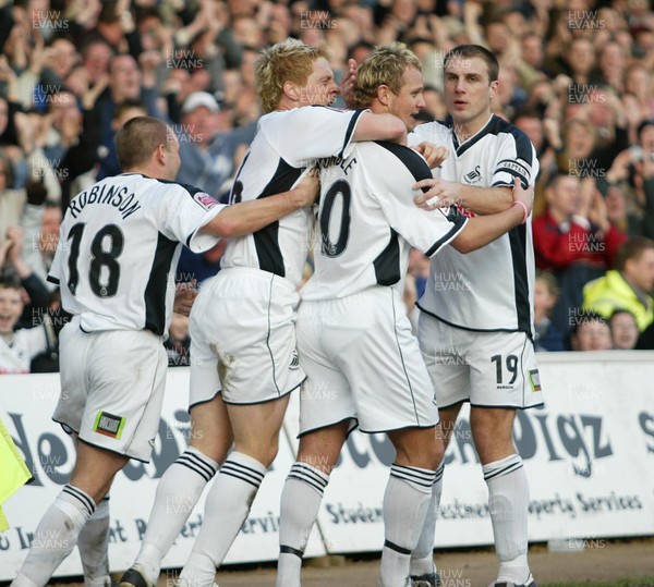 290105 - Swansea City v Chester City - League Two - Swansea's Lee Trundle celebrates goal with team mates