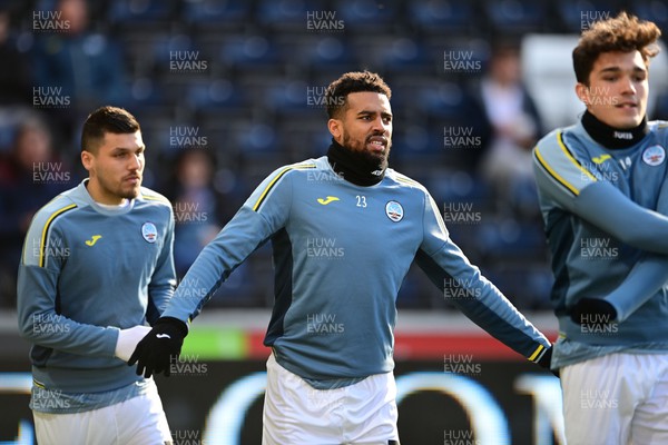 050322 - Swansea City v Coventry City - Sky Bet Championship - Cyrus Christie of Swansea City during the pre-match warm-up 