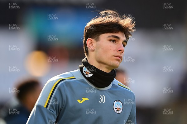 050322 - Swansea City v Coventry City - Sky Bet Championship - Finley Burns of Swansea City during the pre-match warm-up 