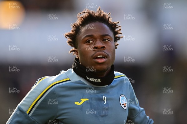 050322 - Swansea City v Coventry City - Sky Bet Championship - Michael Obafemi of Swansea City during the pre-match warm-up 