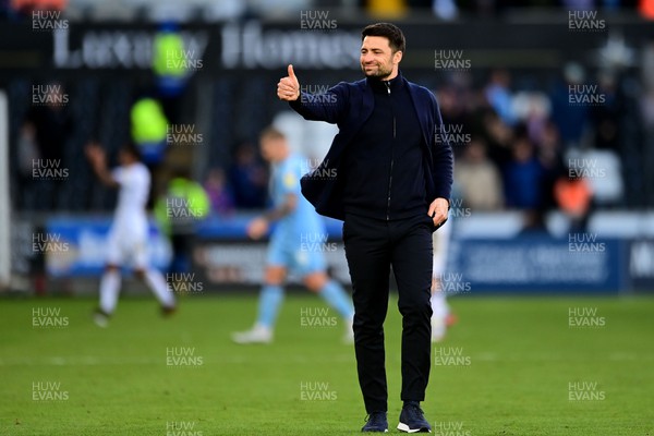 050322 - Swansea City v Coventry City - Sky Bet Championship - Russell Martin Head Coach of Swansea City applauds the fans at the final whistle 
