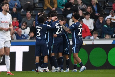 210326 - Swansea City v Coventry City - Sky Bet Championship - Matt Grimes of Coventry scores a goal