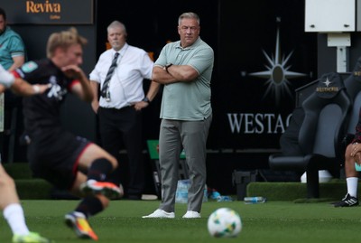 120825 - Swansea City v Crawley Town, Carabao Cup - Crawley Town Manager Scott Lindsey 