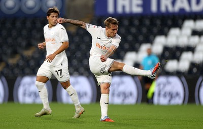 120825 - Swansea City v Crawley Town, Carabao Cup - Ethan Galbraith of Swansea City scores a goal
