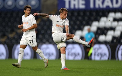 120825 - Swansea City v Crawley Town, Carabao Cup - Ethan Galbraith of Swansea City scores a goal
