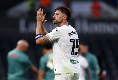 120825 - Swansea City v Crawley Town, Carabao Cup - Cameron Burgess of Swansea City thanks the fans at full time
